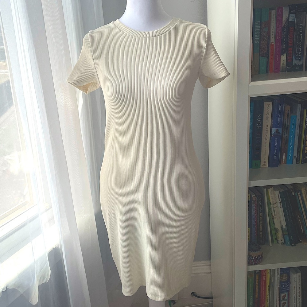 Cream Fitted Bodycon Dress